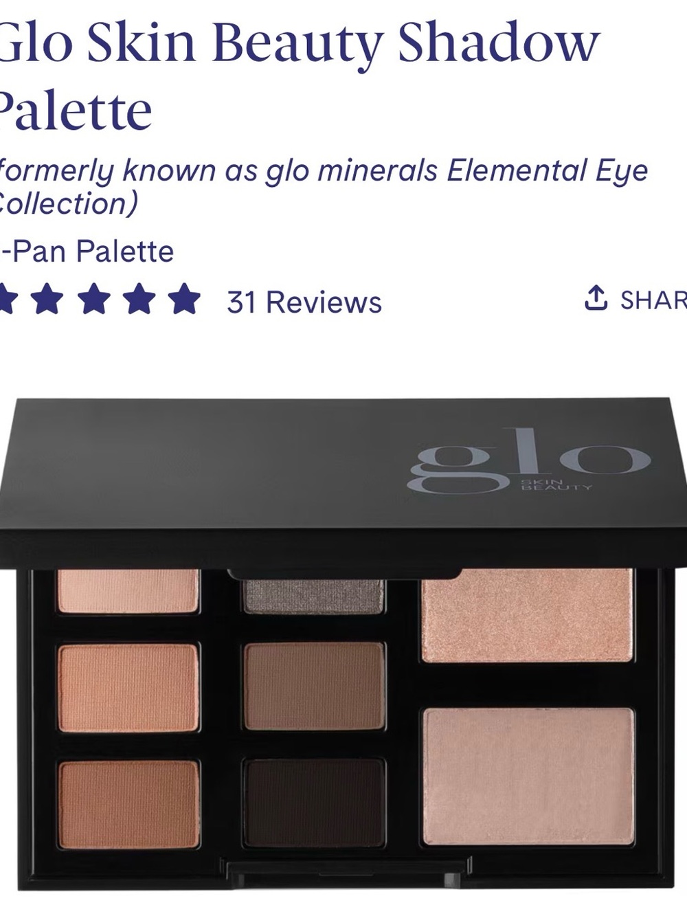 Glo Skin Beauty Neutral Eyeshadow Palette - Warm Nude Shades ELEMENTAL pallet